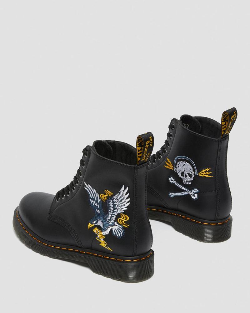 Botines Dr Martens 1460 Souvenir Embroidered Cuero Hombre Negros | MX 384LIS